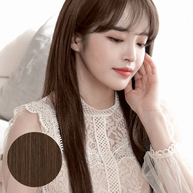 Euro Hair 12件組真人髮卡扣式接髮片, 6號 淺棕色, 1組