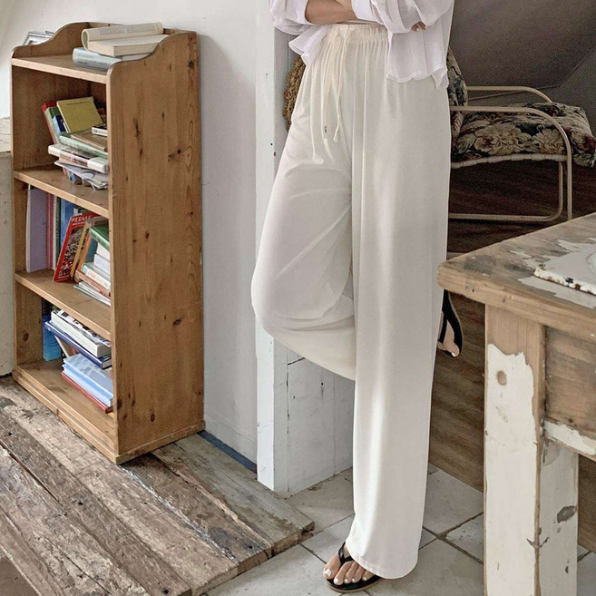 린다샵 여성용 제레혼 찰랑 주름 일자 허리 밴딩 팬츠 cppt15028k54