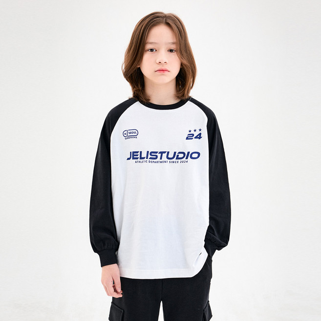 젤리스튜디오 힙오버핏 레글런배색 티셔츠