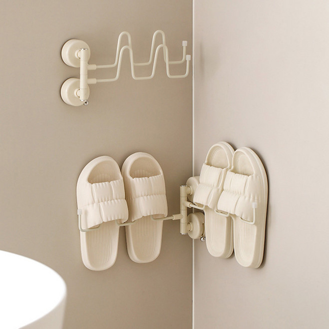 리빙공감 회전형 흡착식 욕실 실내화 정리대, 1개, 크림