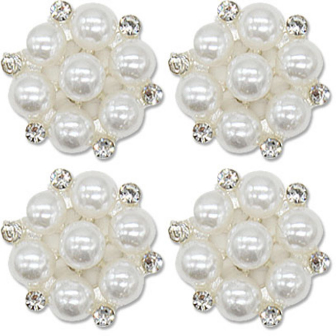 미니 큐빅 진주 보석 단추 리틀스타 15mm, 4개, 니켈