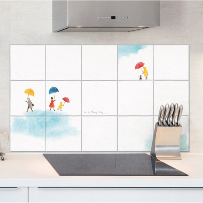 주방 오염방지 난연 알루미늄 시트지 AL-022, 비오는거리, 45 x 225 cm