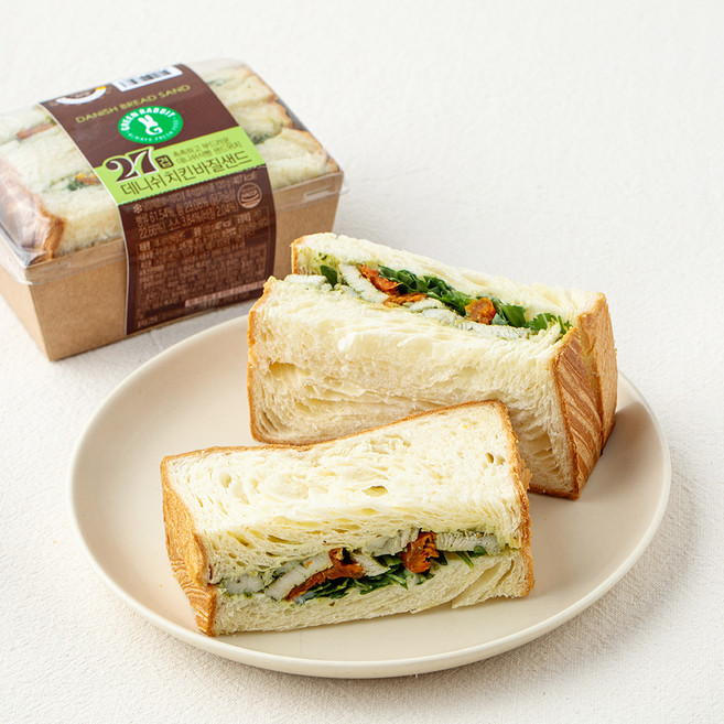 그린래빗 데니쉬치킨바질샌드, 120g, 1개