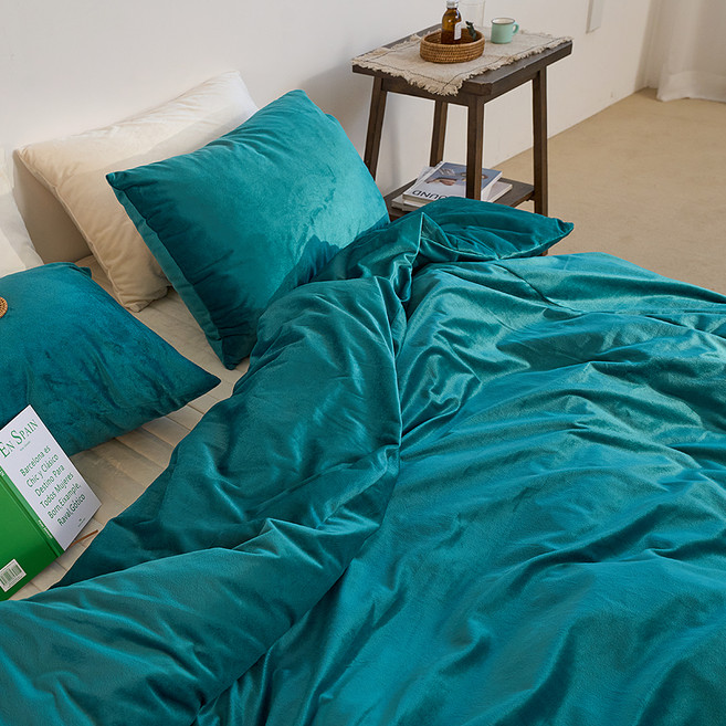 아임리빙 극세사 카라멜 호텔식 이불커버, 딥그린