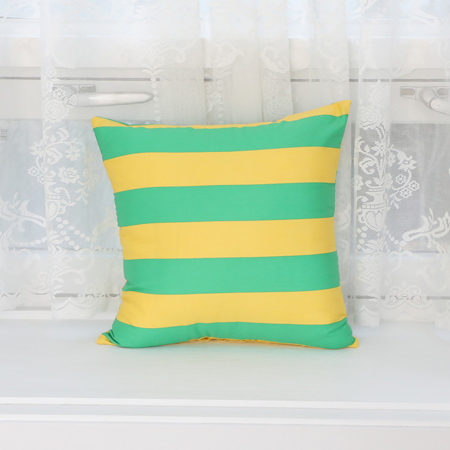 이코니하우스 빅 스트라이프 쿠션, 그린 + 옐로우