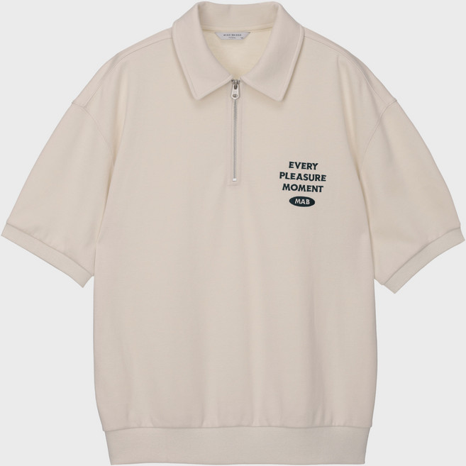 Mind Bridge 男款MAB圖案半拉鍊寬鬆大學T MXTS3155