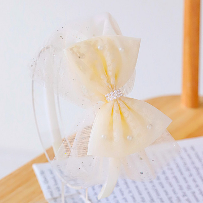 아기코끼리 진주 쉬폰 날개 머리띠