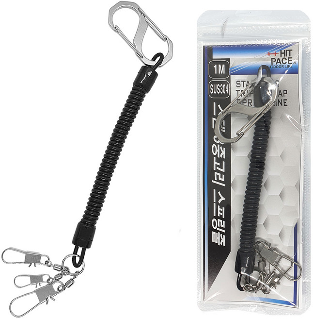 히트페이스 스텐 3중고리 스프링줄, 1개, 블랙