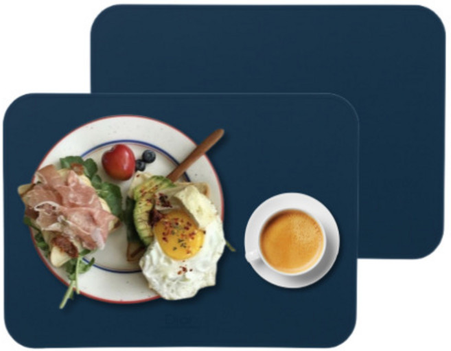 디아르 플래티넘 실리콘 방수 식탁매트 스탠다드, 다크네이비, 40.2 x 28.8 cm, 2개