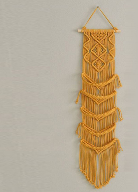 더플로우커머스 핸드위빙 마크라메 태피스트리 모자 월 디스플레이, 옐로우