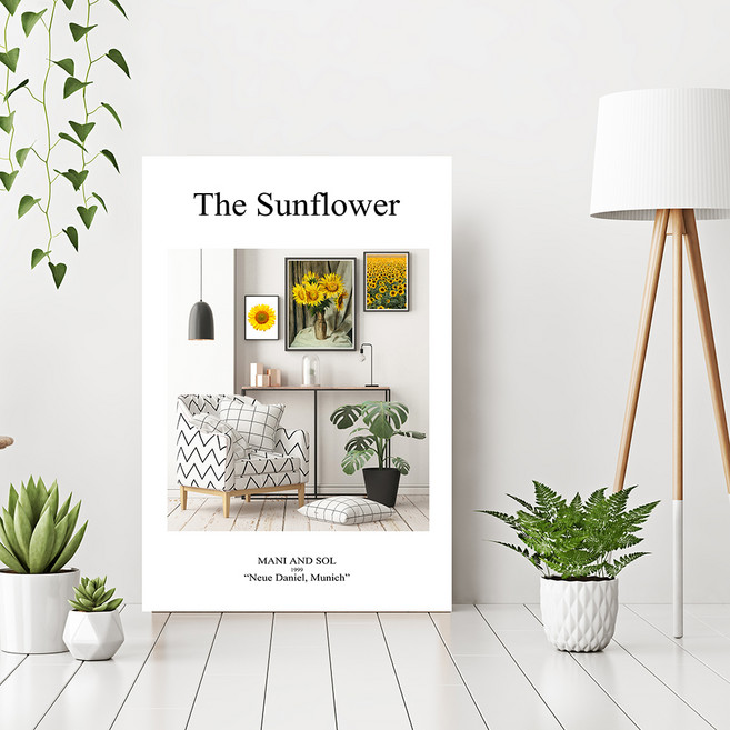 마니앤솔 거실 해바라기 액자테이블 특대, 혼합색상