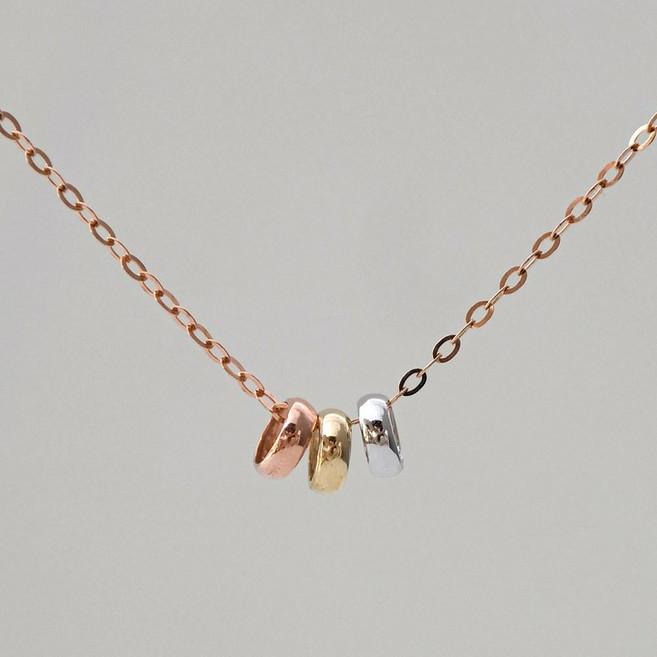 SEMI JEWELRY 女性用 14K 三色戒指項鍊墜飾 + 收納盒