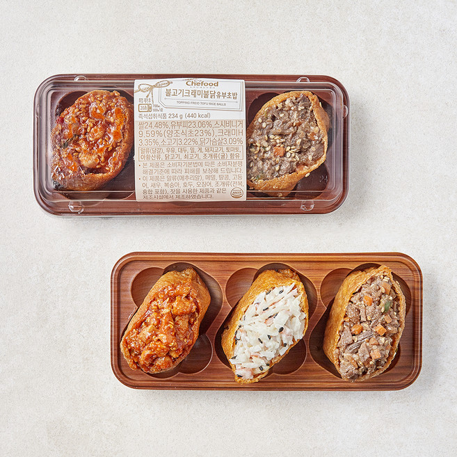 쉐푸드 불고기 크래미 불닭 유부초밥, 234g, 1개