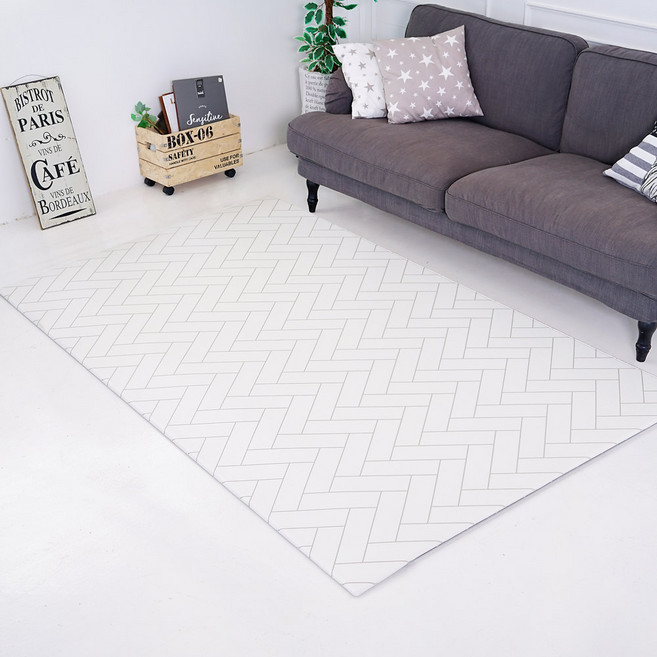 삼바텍 12T 양면 유아 놀이방매트, 헤링본화이트