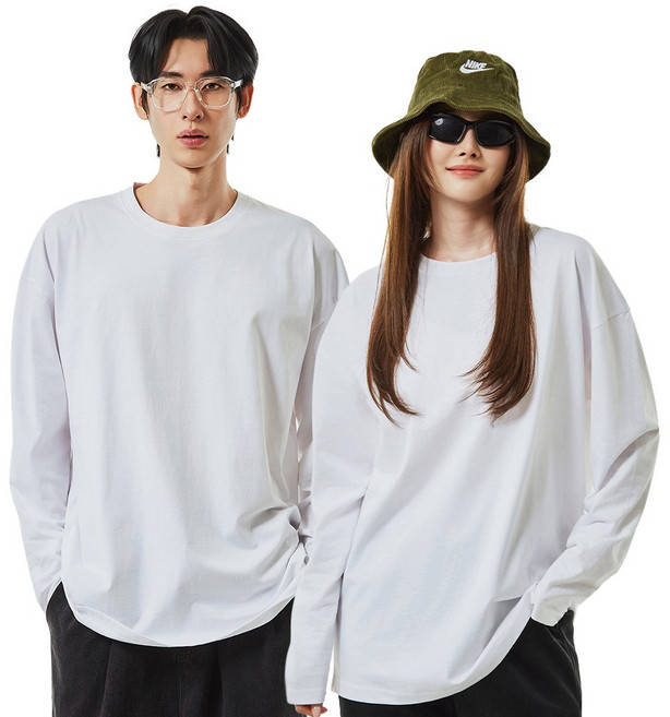 씨티라이프카멜 남녀공용 면 20수 오버핏 긴팔 티셔츠