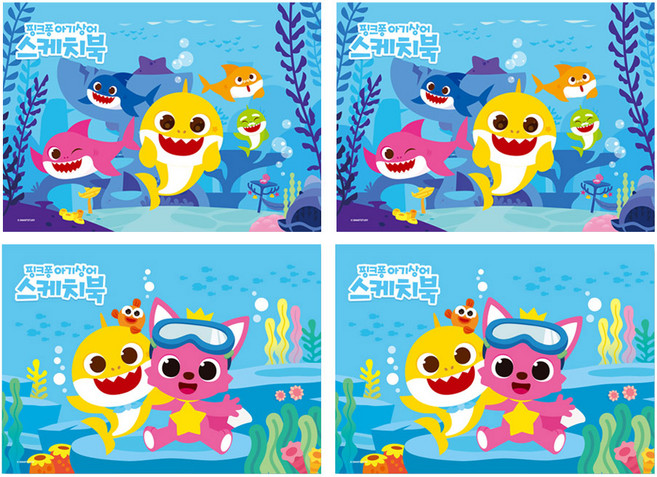 몽땅 핑크퐁 뜯어쓰는 스케치북 4권, 345 x 248 mm, 26매, 1세트