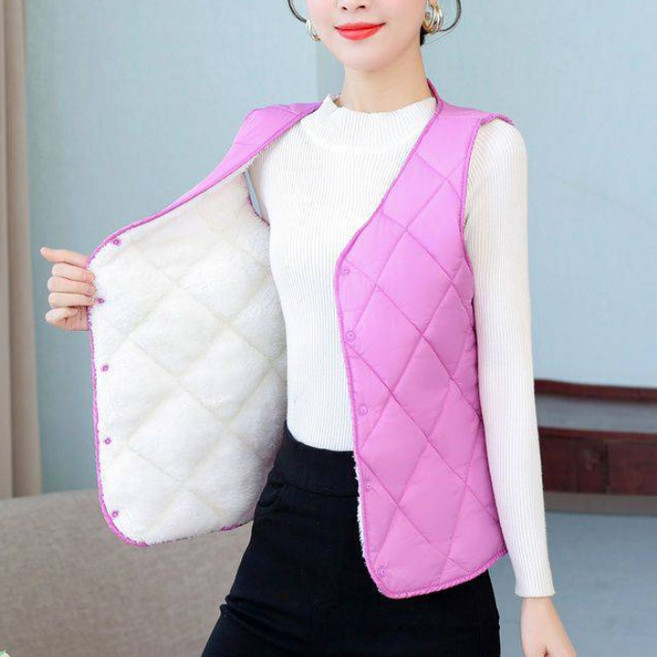 페이토 여성용 슬림형 V넥 컷 경량 패딩조끼