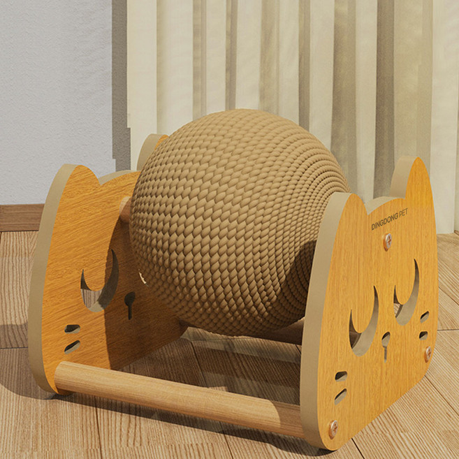 딩동펫 고양이 사이잘 우드 볼 공굴리기 스크래쳐 캣츠고양이, 1개