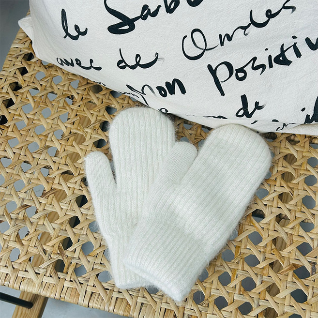 소리달 여성용 스넬 앙고라 골지 헤어리 파스텔 기모 벙어리 장갑