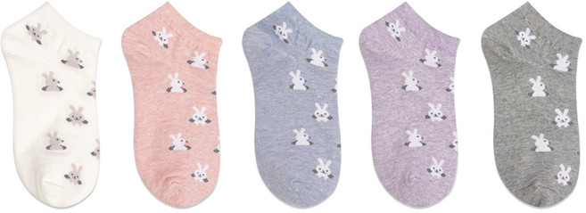 박군 여성용 학생용 PG 빼꼼 토끼 발목 양말 5족