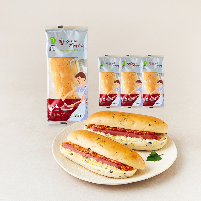 디엔비 핫소시지 치아바타, 110g, 4개, 1개입