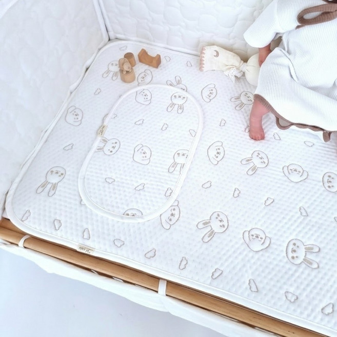 아이레빗 유아용 아이스론 양면 쿨매트 프리, 화이트토끼, 1개