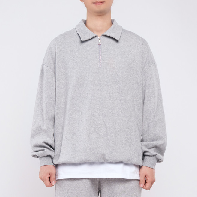 팀스핏 언탭트 남성용 빅사이즈 오버핏 카라집업 맨투맨 티셔츠