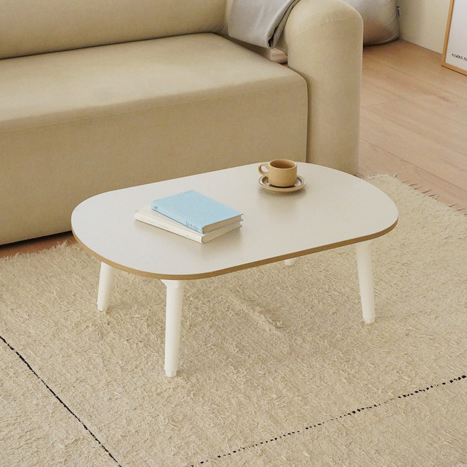 레몬트리 LPM 엣지라인 타원형 6단 높이조절 접이식테이블, 우드 그레이