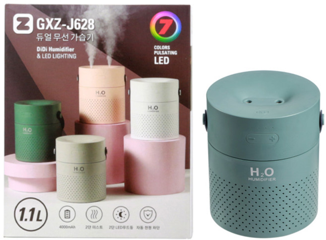 드림월드 휴대용 미니 가습기, GXZ-J628, 그린