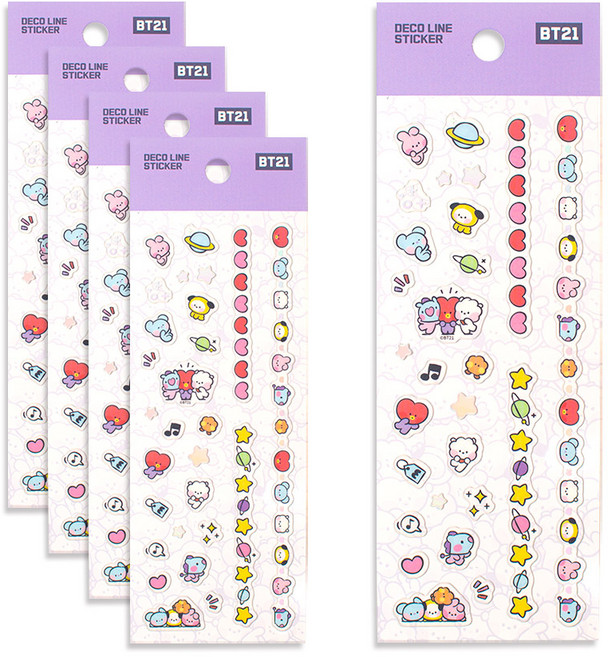 STUDIO EIGHT BT21迷你裝飾貼紙, 5入, 混色