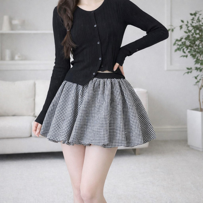 언헤브 여성용 플레어 벌룬 미니스커트