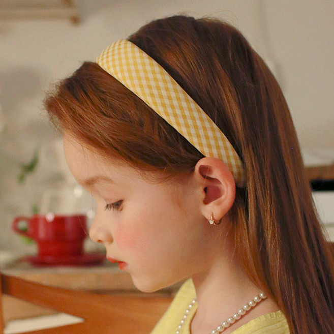 럭키밤비네 여아용 심플체크 데일리 헤어밴드 아동 머리띠