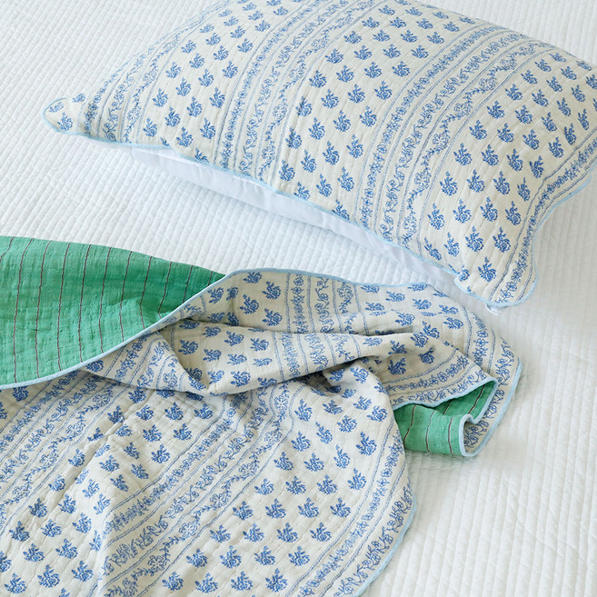 누블 4중거즈 에스닉 스트라이프 양면사용 사계절 블랭킷 담요 이불베개세트