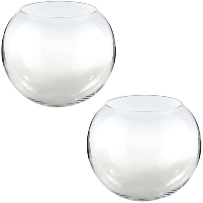 三湖玻璃 玻璃圓球生態缸 魚缸水盆 SH B4 2入, 透明