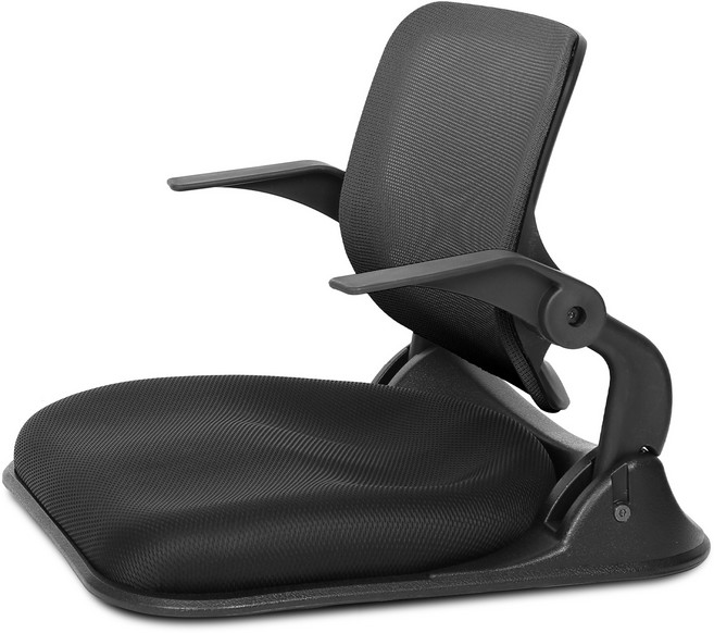 체어포커스 바른자세 등받이 틸팅 접이식 메쉬 좌식의자 고급형 CHA10, 올블랙