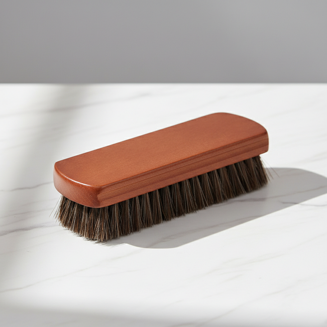 마켓피아 신발 브러쉬 클리너 구두솔 12.3cm, 빨간 다크 브라운 말 머리 솔, 1개