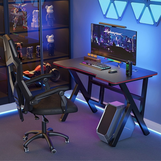 오브민 카본패턴 게이밍 컴퓨터 책상, 블랙