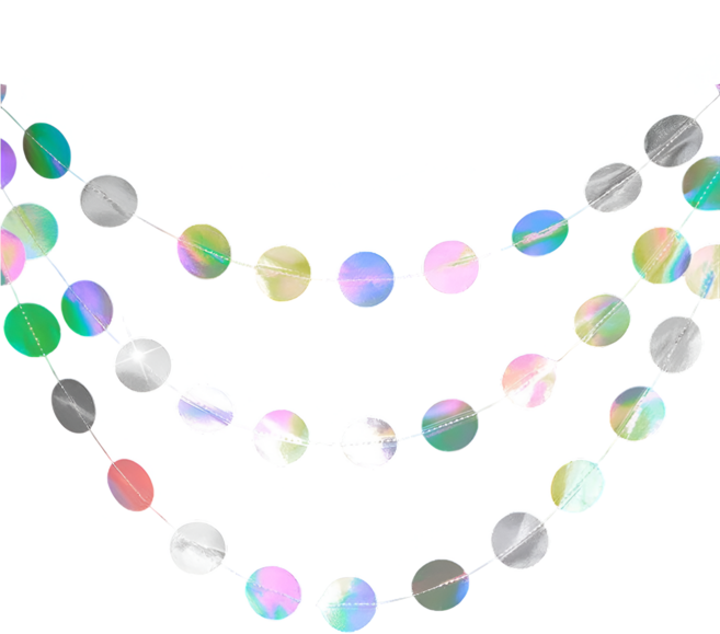 코히모 원형 파티 야외 캠핑 도트 가랜드 4m 5W0454, 3개, 홀로그램