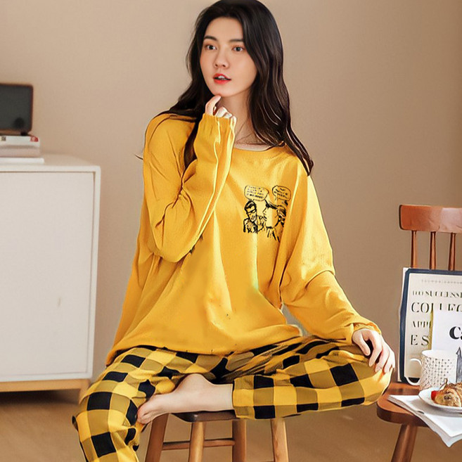 엘쏘 여성용 러블리 긴팔 홈웨어 잠옷 상하의 세트