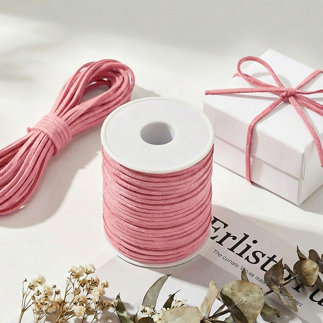 리드홈 스웨이드 세무 선물포장 리본 공예 가죽끈 3mm, 핑크, 1개, 45m