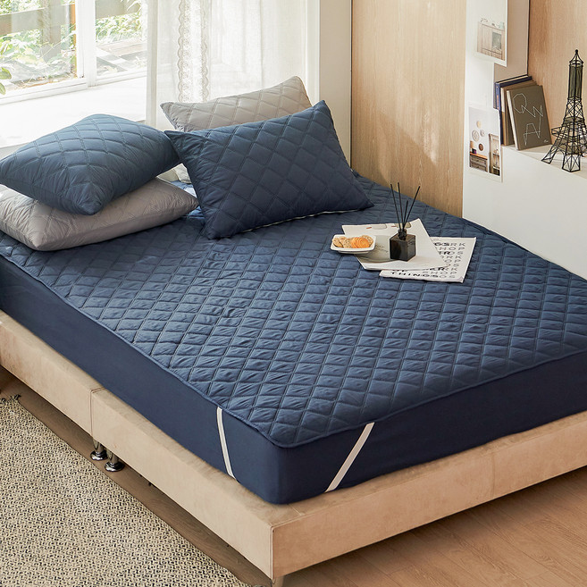 데시뉴 뉴노멀 고밀도 항균 누빔 고정밴드 침대패드, 네이비