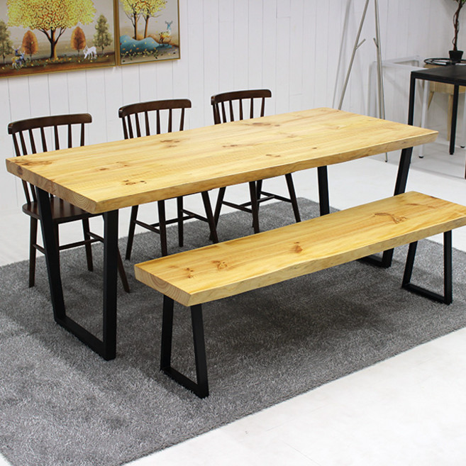 라디에타파인 우드슬랩 원목 스타벅스 테이블 40 x 800 x 2000 mm 고객직접설치, 6인용