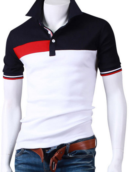 스댕클럽 남성용 가슴 배색 반팔 카라티셔츠 OL2385