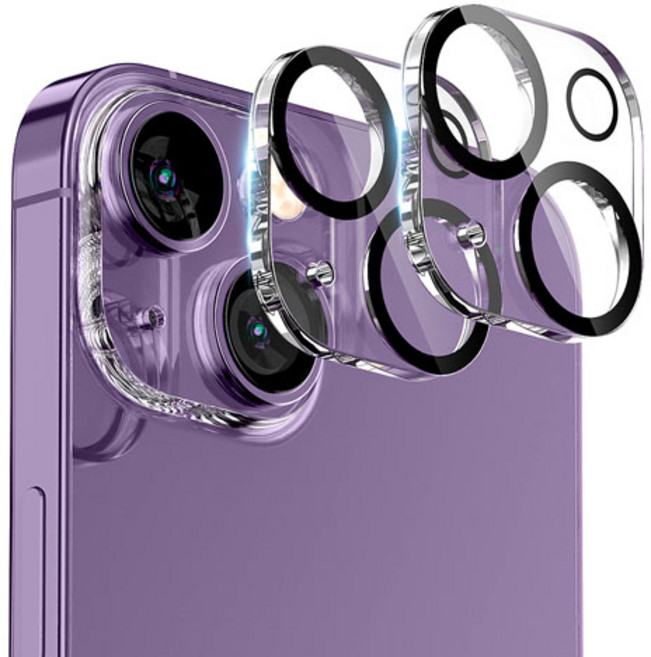 구스페리 빛번짐 차단 블랙써클 풀커버 휴대폰 카메라 강화유리 보호필름 2매, 1세트