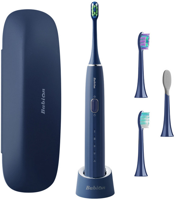 바비온 퍼펙트케어 레인보우 음파 전동칫솔 + 칫솔모 3p + 혀클리너 세트, 네이비, 1개