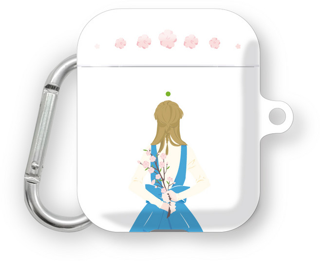 프루그나 벚꽃남녀 에어팟 하드케이스 + 카라비너, 여자, 1개