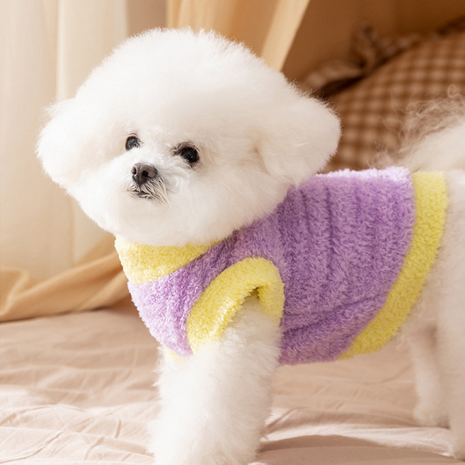 아티펫 투톤 따뜻한 플리스 견인 코트, 퍼플, 1개