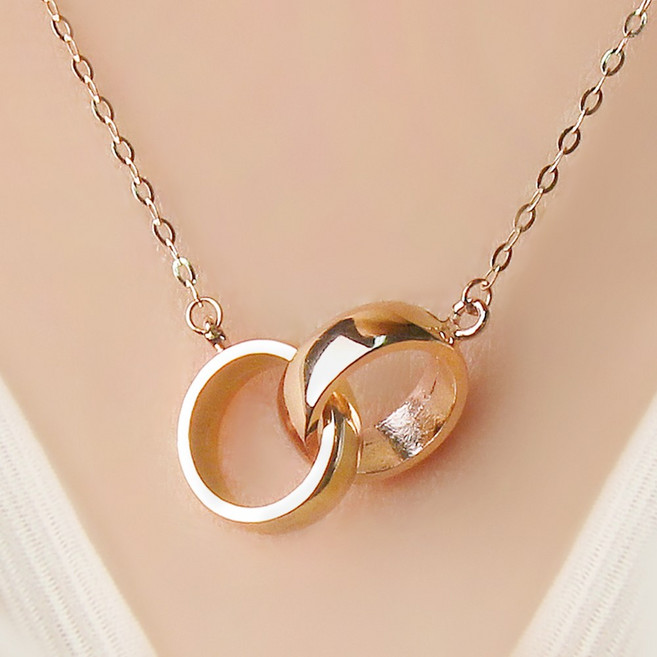 주리에떼 14K/18K 여성용 더블링 베니스 금 목걸이 + 사은품 반지 + 쇼핑백