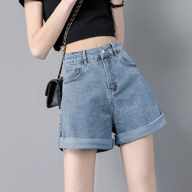 Yangnol 女款夏季丹寧短褲