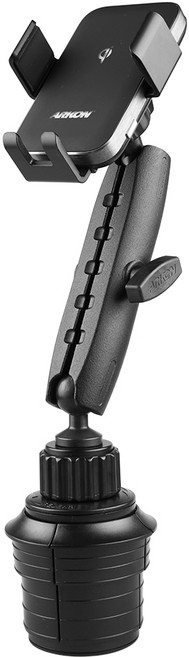 ARKON 무선N오토 FOD 25메탈로버스트 차량용 컵홀더 무선충전 핸드폰 거치대, 블랙, AWCRM6323